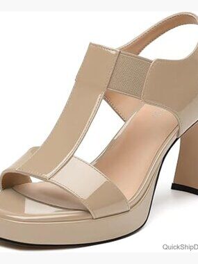Chunky Block Heel Sandals with Platform and Ankle Strap